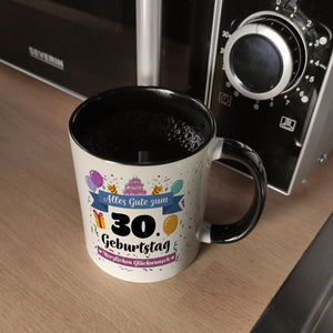30. Geburtstag Kaffeebecher mit lustigem Spruch: Alles Gute