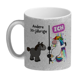30. Geburtstag Kaffeebecher mit lustigem Spruch: Einhorn