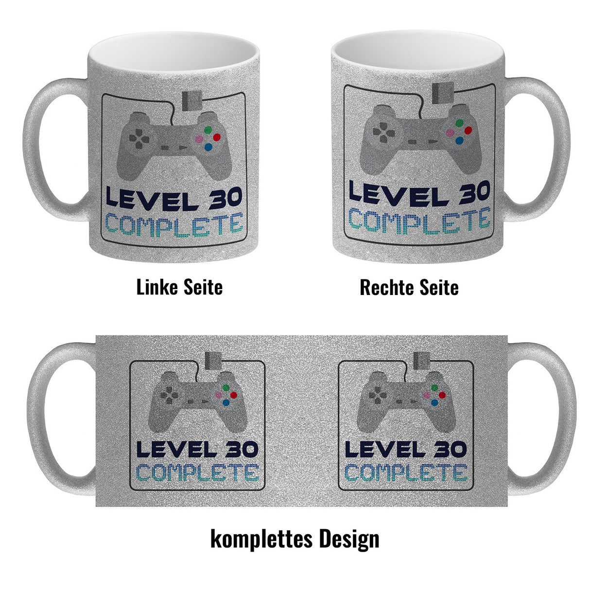 30. Geburtstag Kaffeebecher mit lustigem Spruch: Level 30