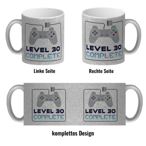 30. Geburtstag Kaffeebecher mit lustigem Spruch: Level 30