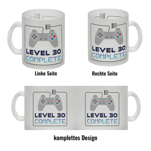 30. Geburtstag Kaffeebecher mit lustigem Spruch: Level 30