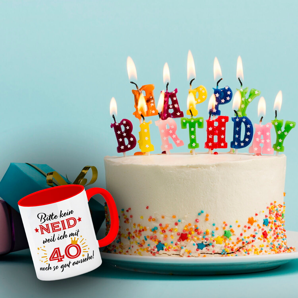 40. Geburtstag Kaffeebecher mit lustigem Spruch: Neid