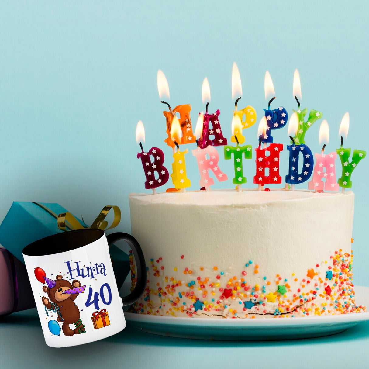 40. Geburtstag Kaffeebecher mit lustigem Spruch: Teddy