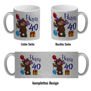 40. Geburtstag Kaffeebecher mit lustigem Spruch: Teddy
