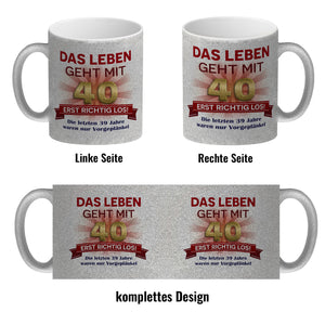 40. Geburtstag Kaffeebecher mit lustigem Spruch: Vorgeplänkel