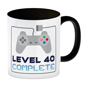 40. Geburtstag Kaffeebecher mit lustigem Spruch: Level 40