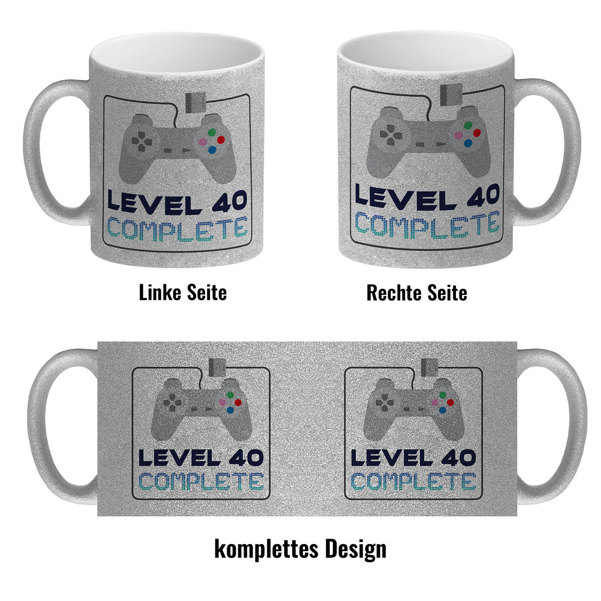 40. Geburtstag Kaffeebecher mit lustigem Spruch: Level 40