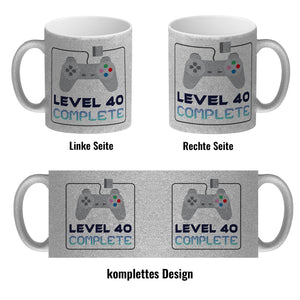 40. Geburtstag Kaffeebecher mit lustigem Spruch: Level 40