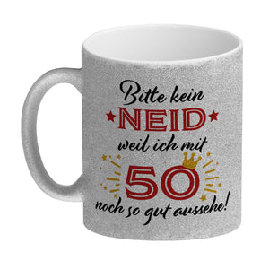 50. Geburtstag Kaffeebecher mit lustigem Spruch: Neid