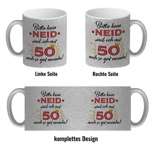 50. Geburtstag Kaffeebecher mit lustigem Spruch: Neid