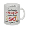 50. Geburtstag Kaffeebecher mit lustigem Spruch: Neid