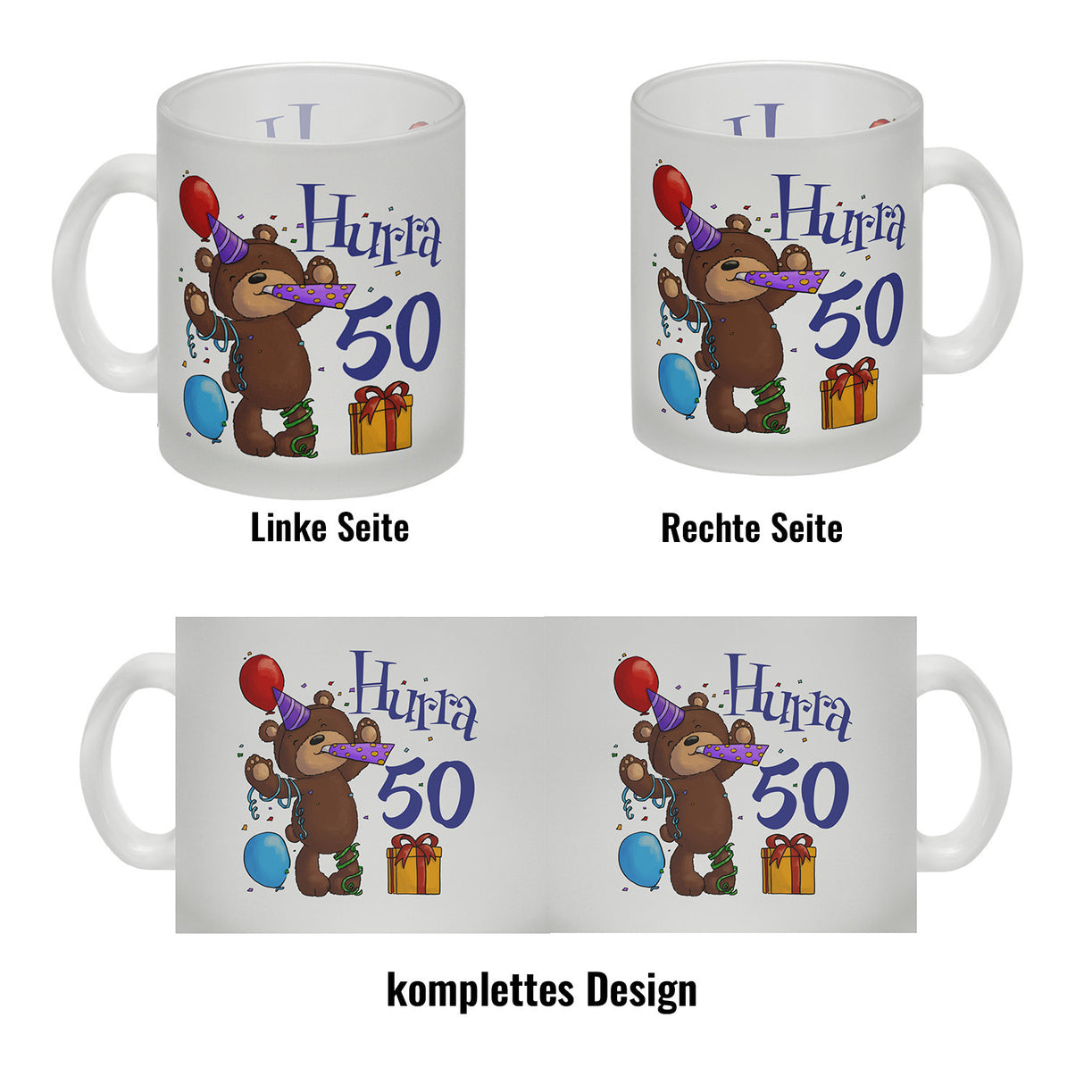 50. Geburtstag Kaffeebecher mit lustigem Spruch: Teddy