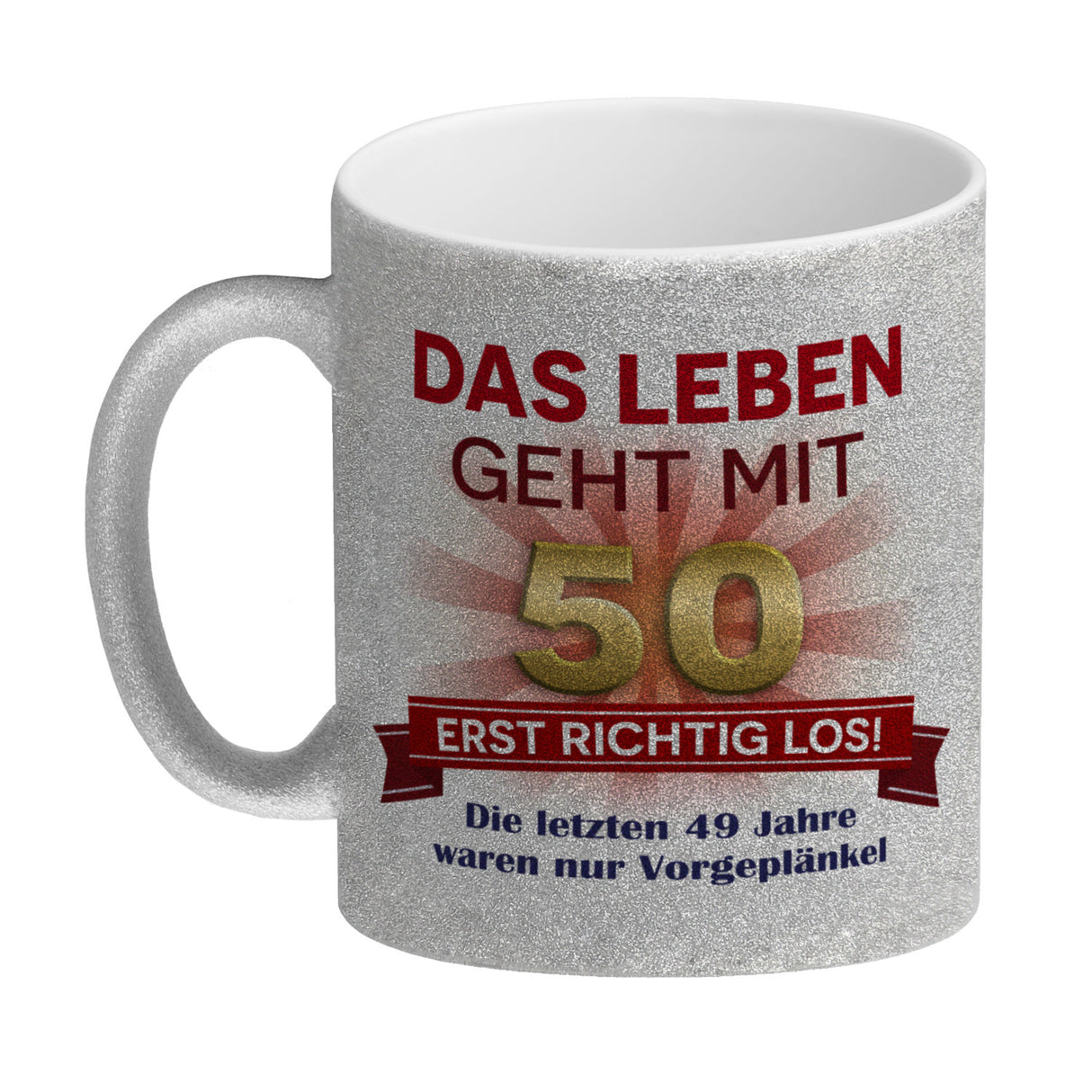50. Geburtstag Kaffeebecher mit lustigem Spruch: Vorgeplänkel
