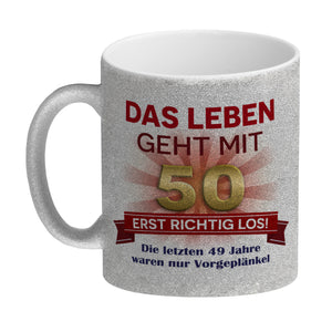 50. Geburtstag Kaffeebecher mit lustigem Spruch: Vorgeplänkel