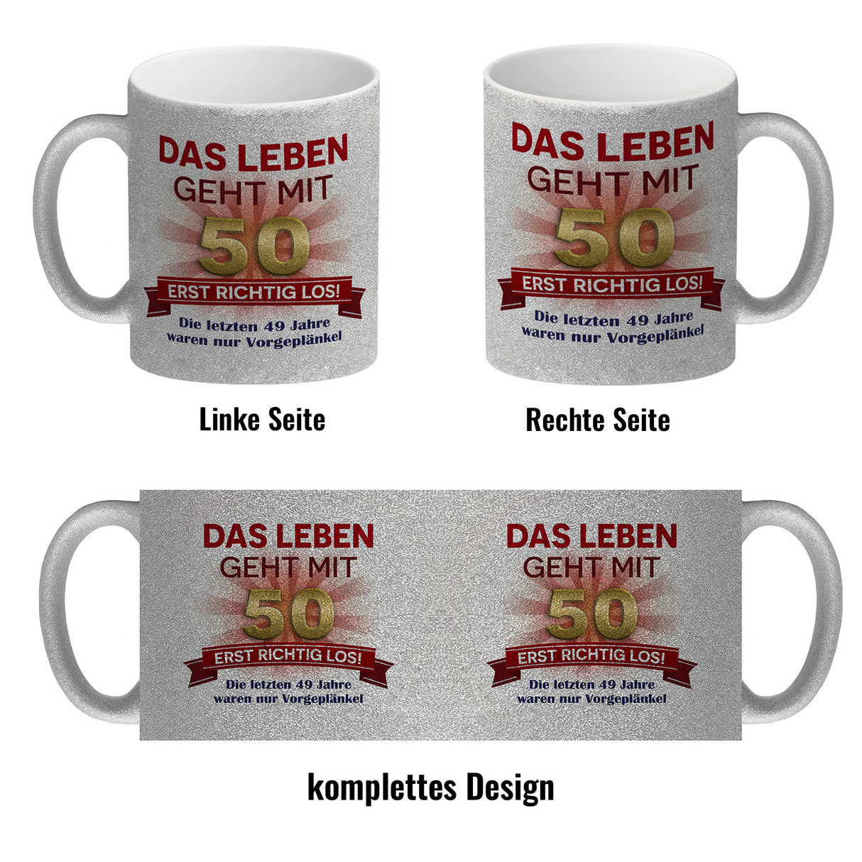 50. Geburtstag Kaffeebecher mit lustigem Spruch: Vorgeplänkel