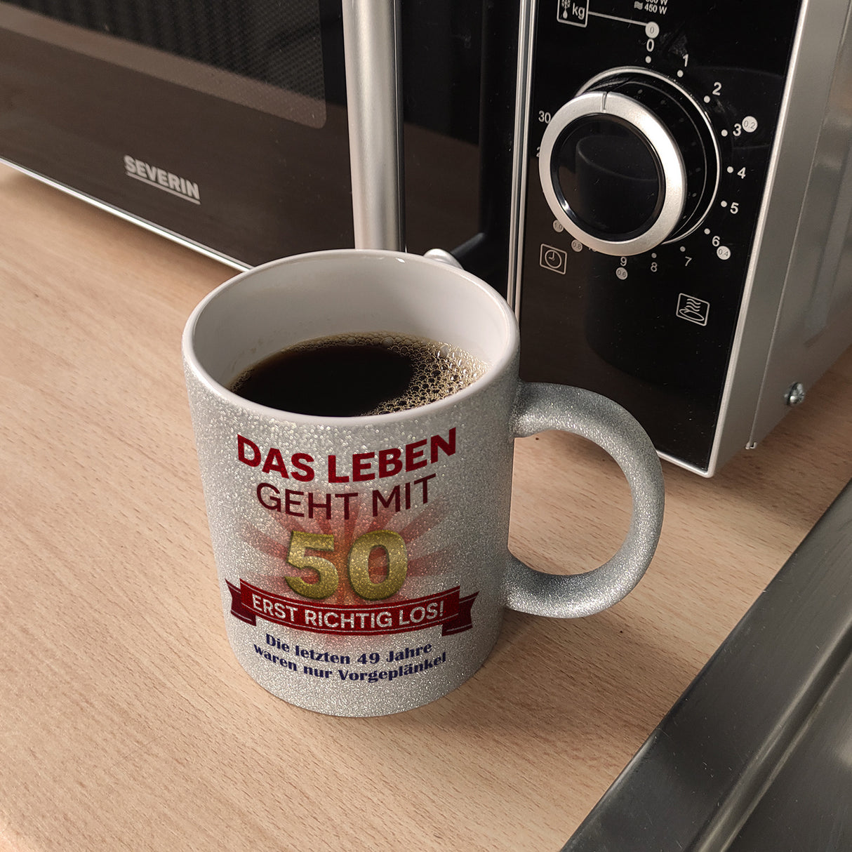 50. Geburtstag Kaffeebecher mit lustigem Spruch: Vorgeplänkel