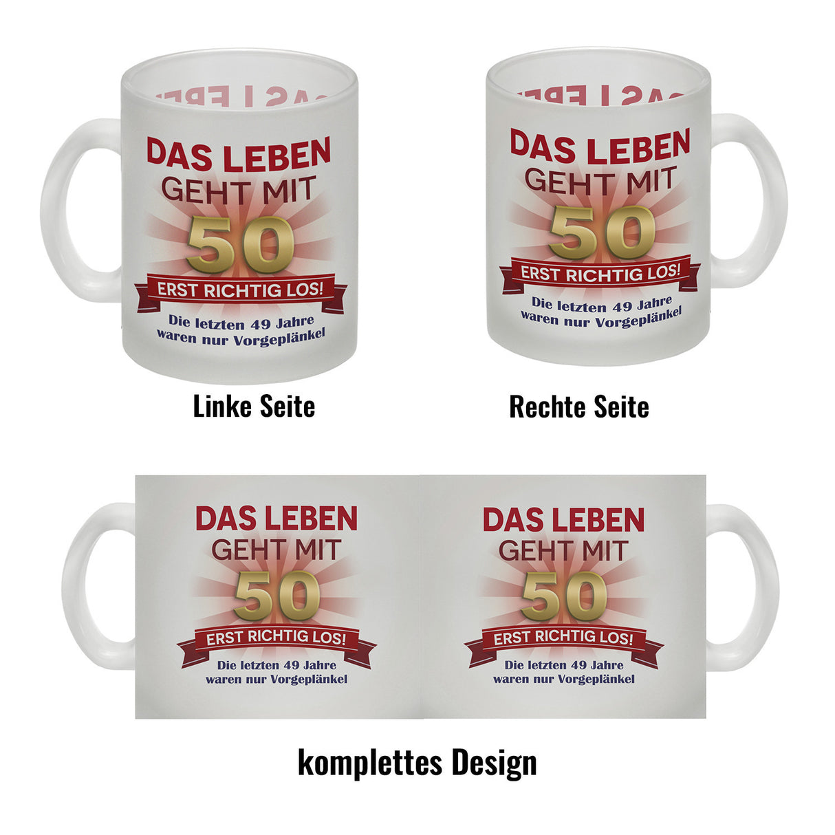 50. Geburtstag Kaffeebecher mit lustigem Spruch: Vorgeplänkel