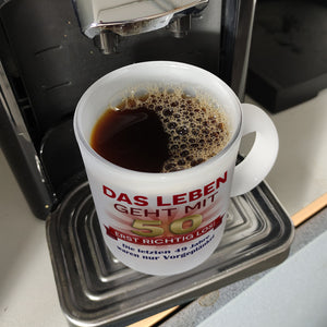 50. Geburtstag Kaffeebecher mit lustigem Spruch: Vorgeplänkel