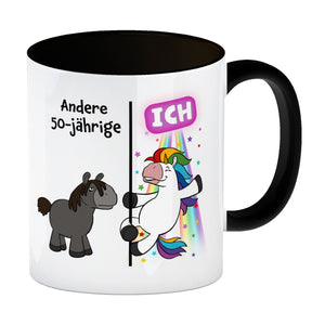 50. Geburtstag Kaffeebecher mit lustigem Spruch: Einhorn
