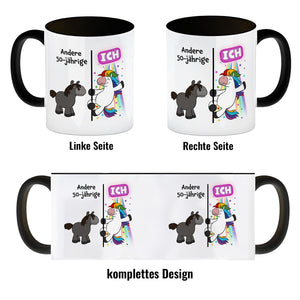 50. Geburtstag Kaffeebecher mit lustigem Spruch: Einhorn