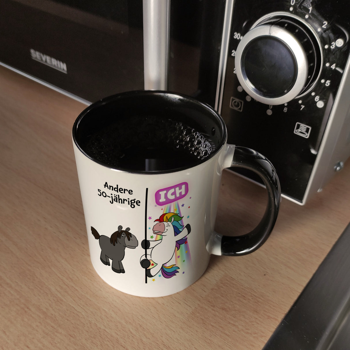 50. Geburtstag Kaffeebecher mit lustigem Spruch: Einhorn