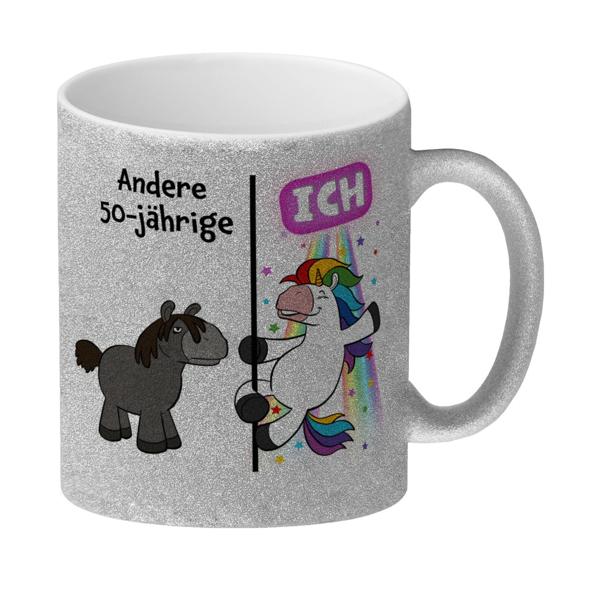 50. Geburtstag Kaffeebecher mit lustigem Spruch: Einhorn