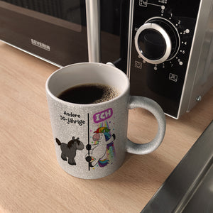 50. Geburtstag Kaffeebecher mit lustigem Spruch: Einhorn