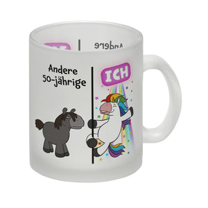 50. Geburtstag Kaffeebecher mit lustigem Spruch: Einhorn