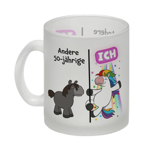 50. Geburtstag Kaffeebecher mit lustigem Spruch: Einhorn