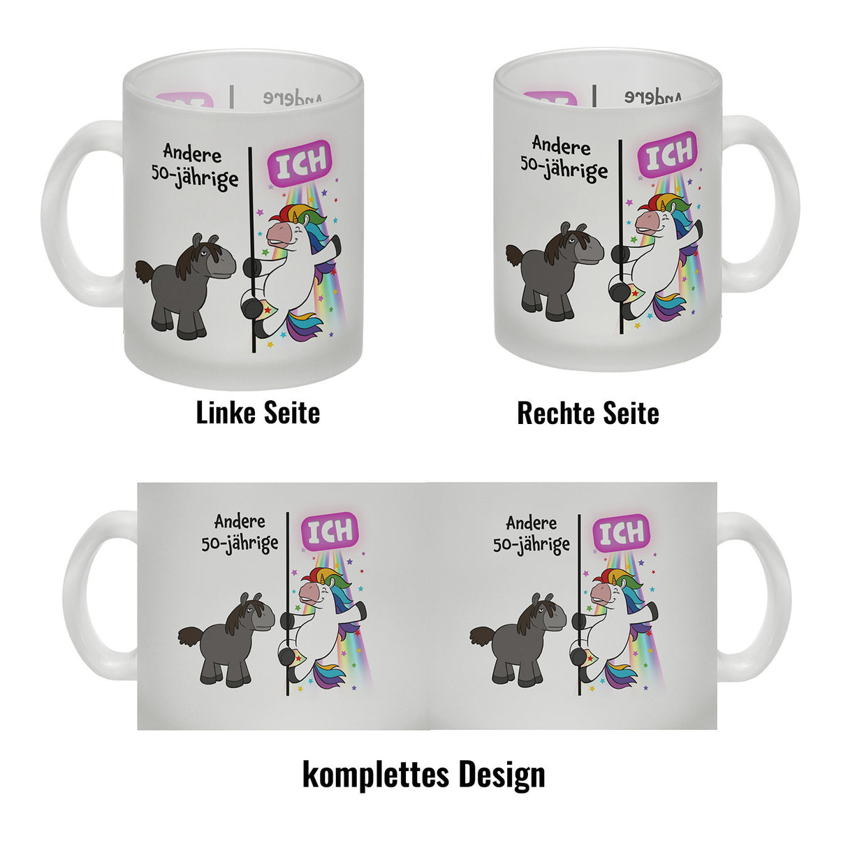 50. Geburtstag Kaffeebecher mit lustigem Spruch: Einhorn