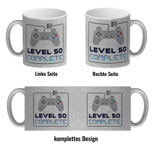 50. Geburtstag Kaffeebecher mit lustigem Spruch: Level 50