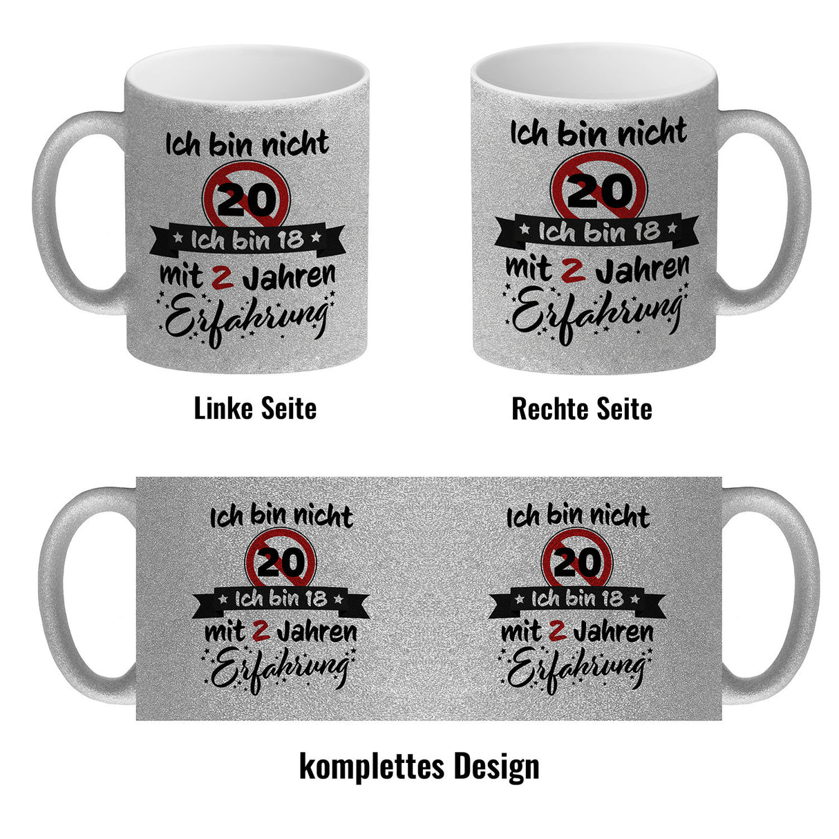 20. Geburtstag Kaffeebecher mit lustigem Spruch: 18 mit Erfahrung