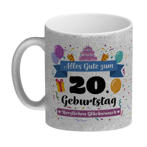 20. Geburtstag Kaffeebecher mit lustigem Spruch: Alles Gute