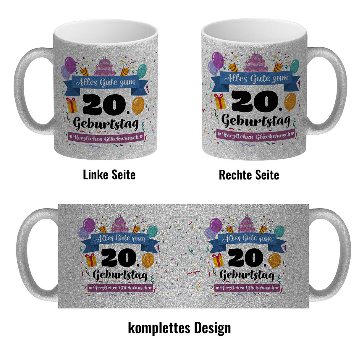 20. Geburtstag Kaffeebecher mit lustigem Spruch: Alles Gute