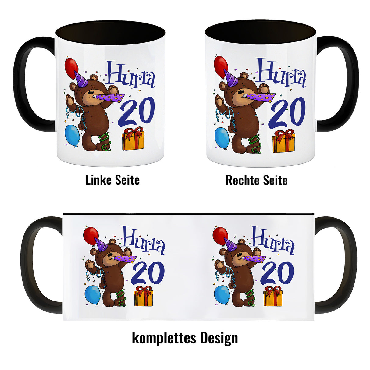 20. Geburtstag Kaffeebecher mit lustigem Spruch: Teddy