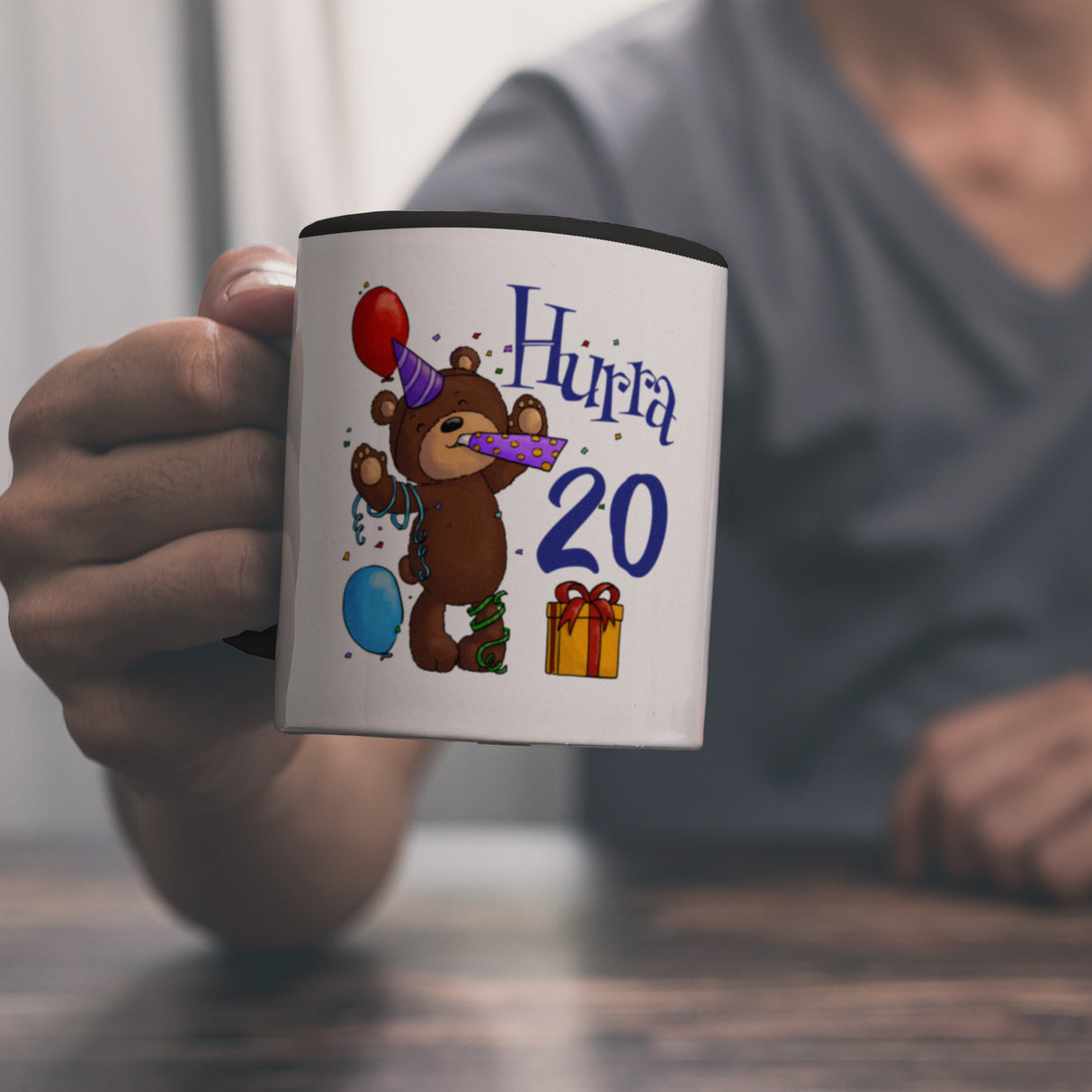20. Geburtstag Kaffeebecher mit lustigem Spruch: Teddy