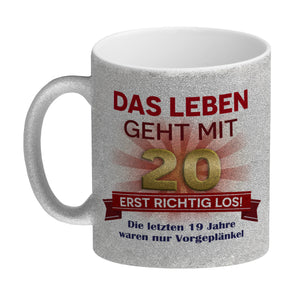 20. Geburtstag Kaffeebecher mit lustigem Spruch: Vorgeplänkel