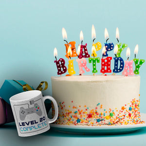 20. Geburtstag Kaffeebecher mit lustigem Spruch: Level 20