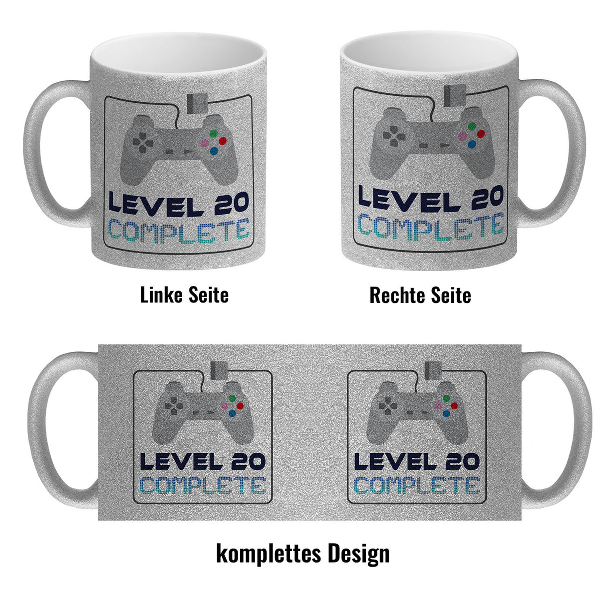 20. Geburtstag Kaffeebecher mit lustigem Spruch: Level 20