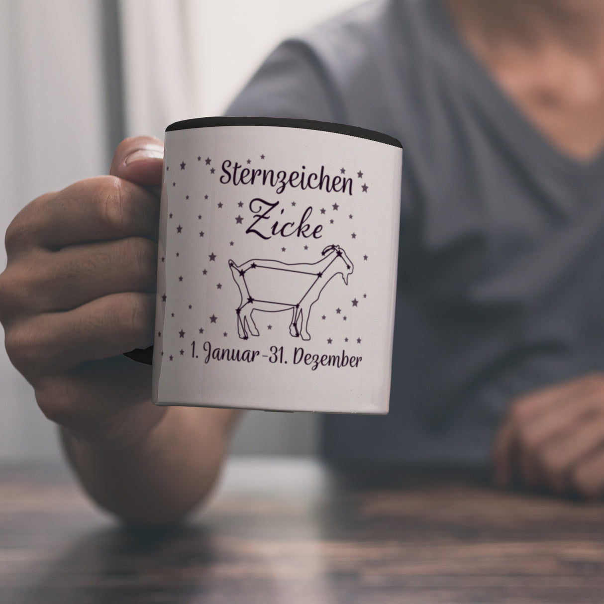 Sternzeichen Zicke Kaffeebecher mit Sternenhimmel