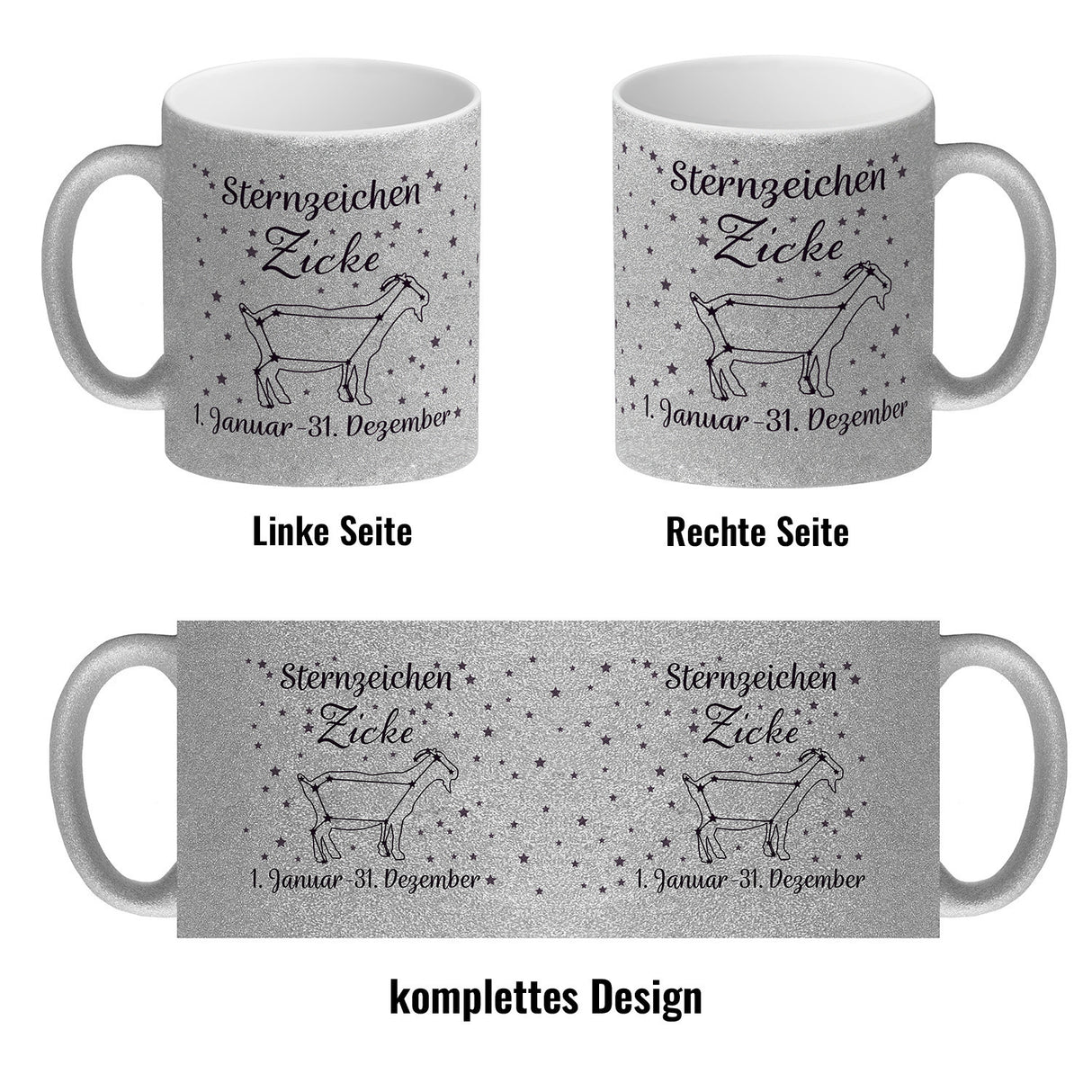 Sternzeichen Zicke Kaffeebecher mit Sternenhimmel