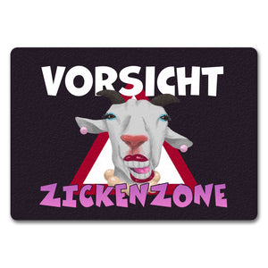 Vorsicht Zickenzone Fußmatte mit geschminkter Ziege
