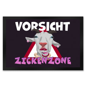 Vorsicht Zickenzone Fußmatte mit geschminkter Ziege