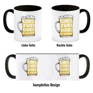 Eins zwei drei G'suffa witziger Kaffeebecher für Biertrinker