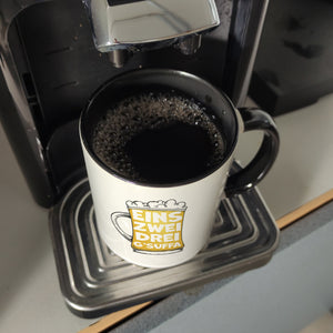 Eins zwei drei G'suffa witziger Kaffeebecher für Biertrinker