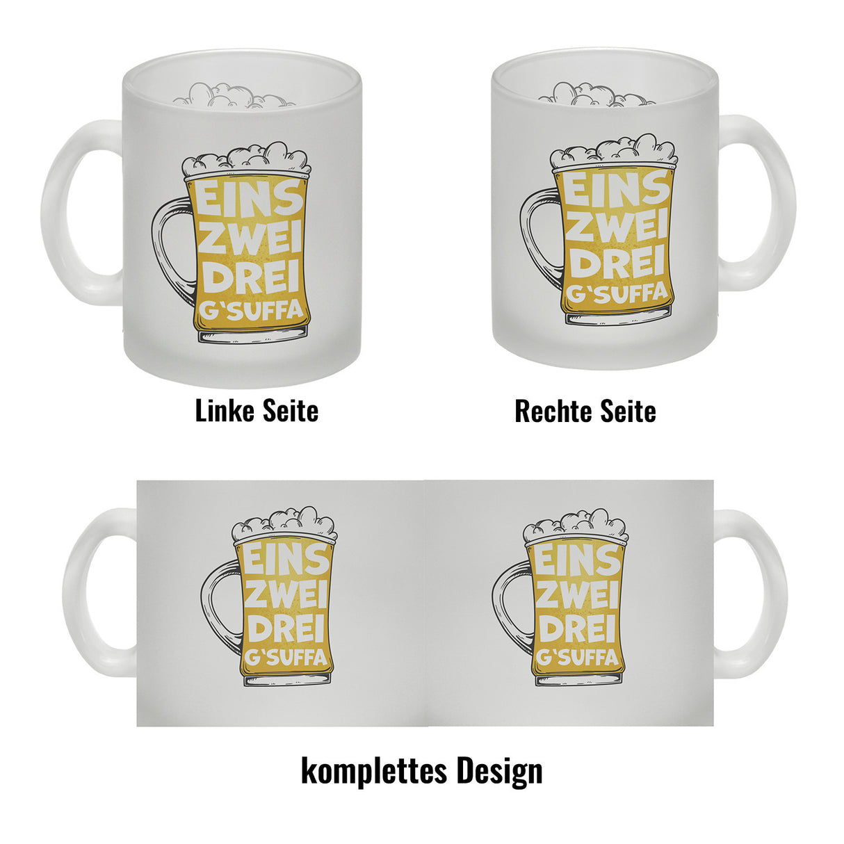 Eins zwei drei G'suffa witziger Kaffeebecher für Biertrinker
