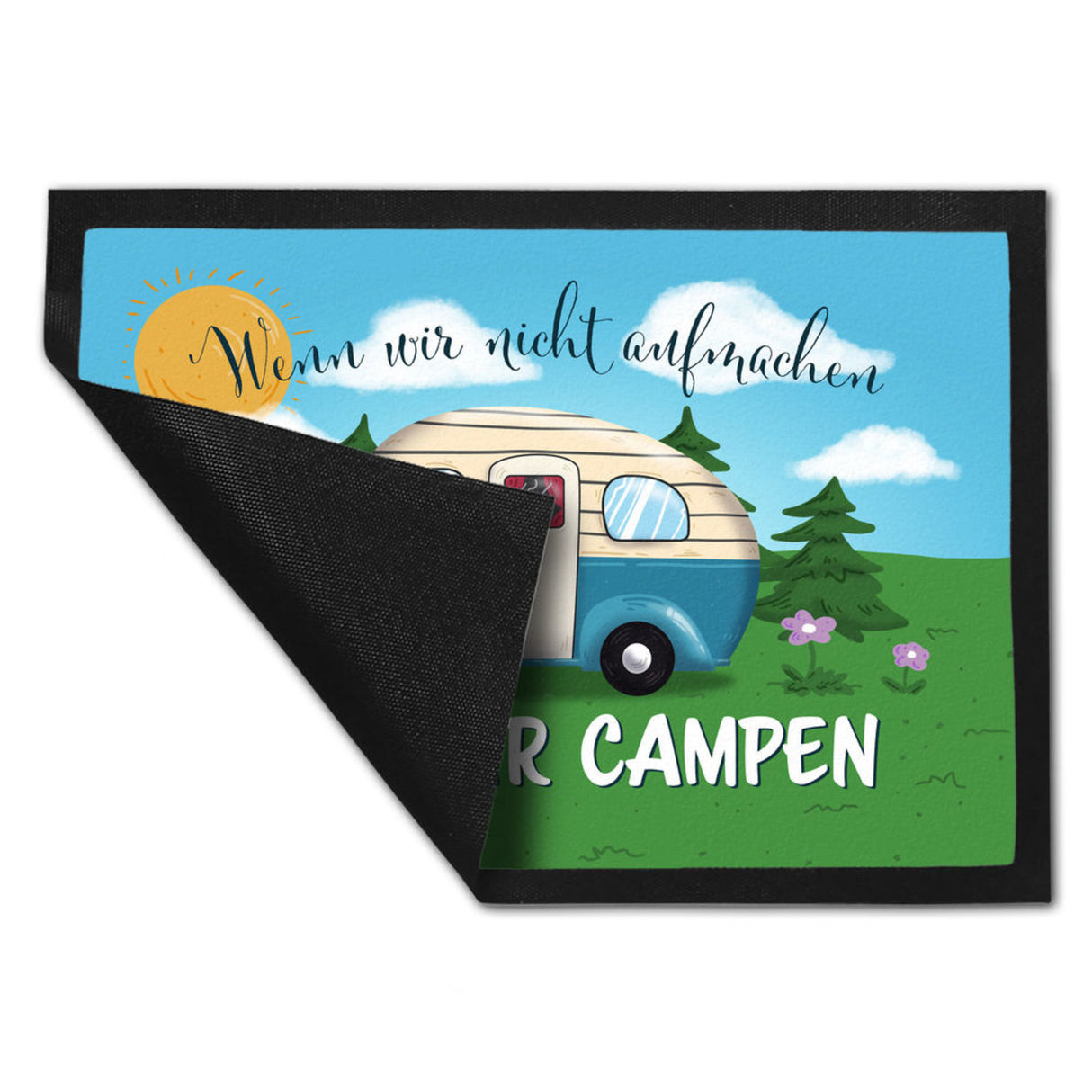 Wenn wir nicht aufmachen sind wir campen Nachthimmel Fußmatte
