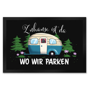 Zuhause ist da, wo wir parken Nachthimmel Fußmatte mit Camper-Motiv
