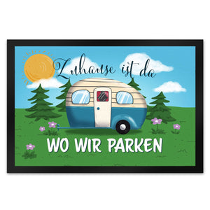 Zuhause ist da, wo wir parken Nachthimmel Fußmatte mit Camper-Motiv