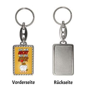 Geh mir nicht auf die Eier Schlüsselanhänger mit genervtem Huhn